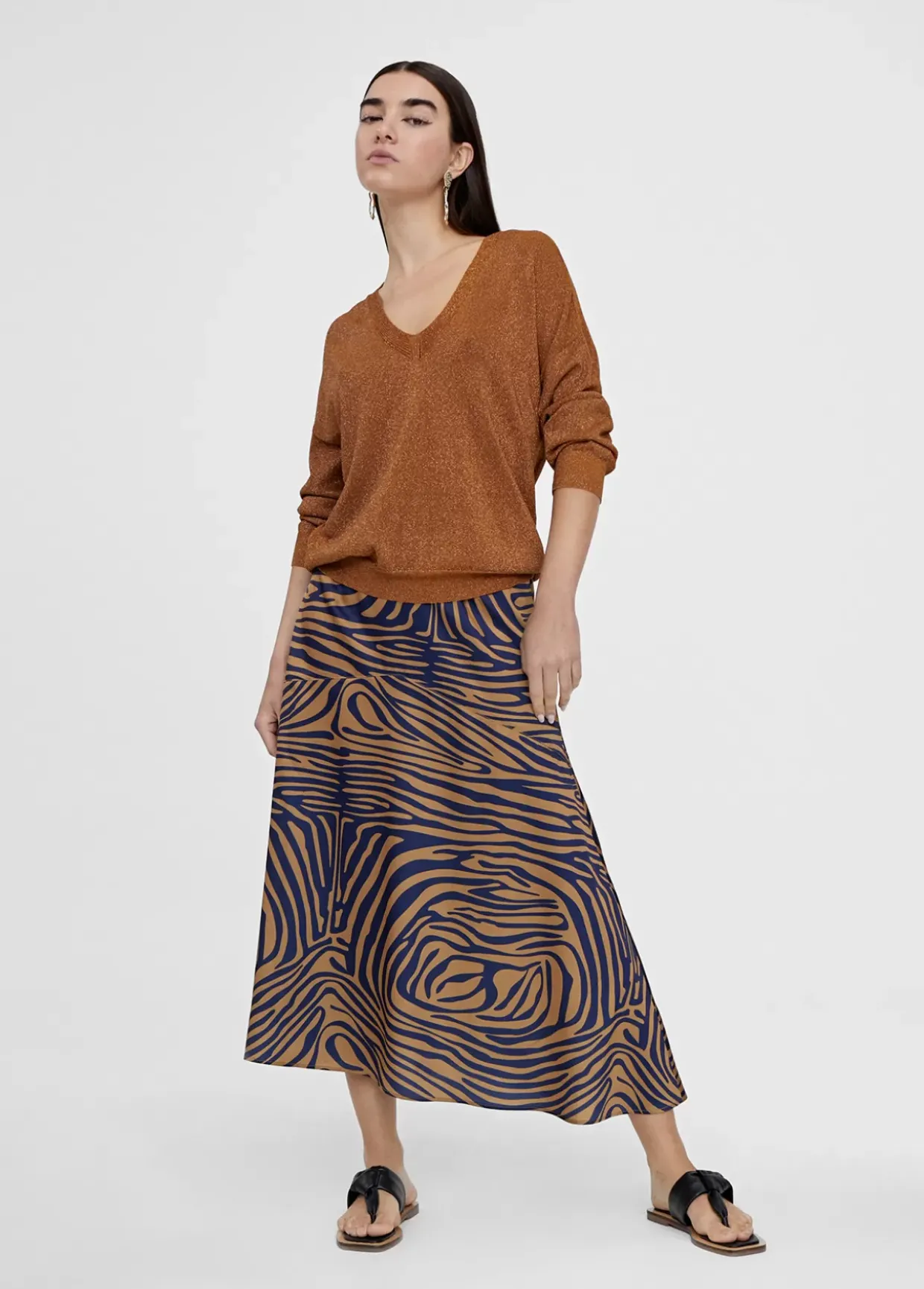 Falda midi estampado cebra