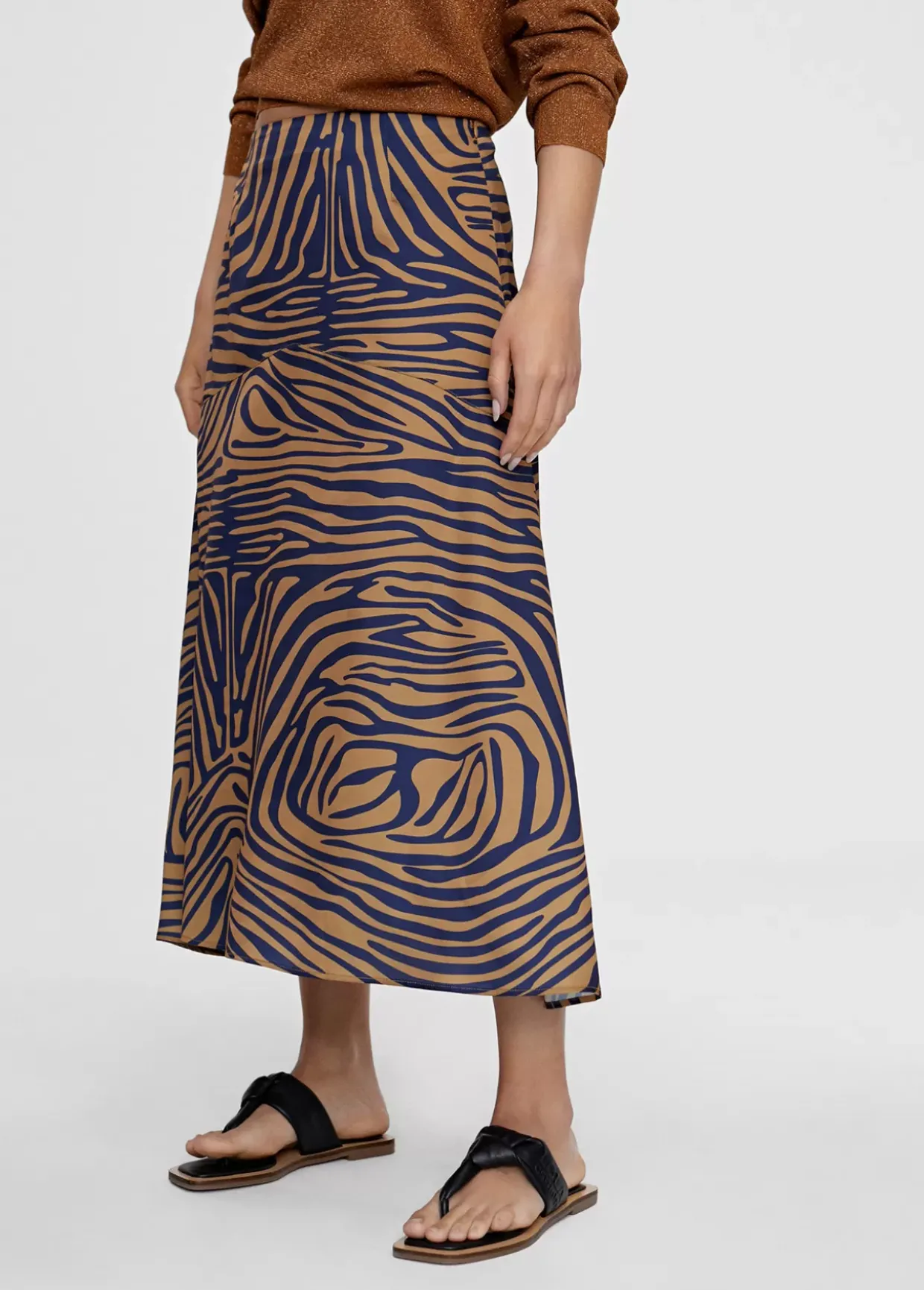 Falda midi estampado cebra