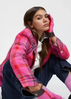 Guantes efecto piel tricolor