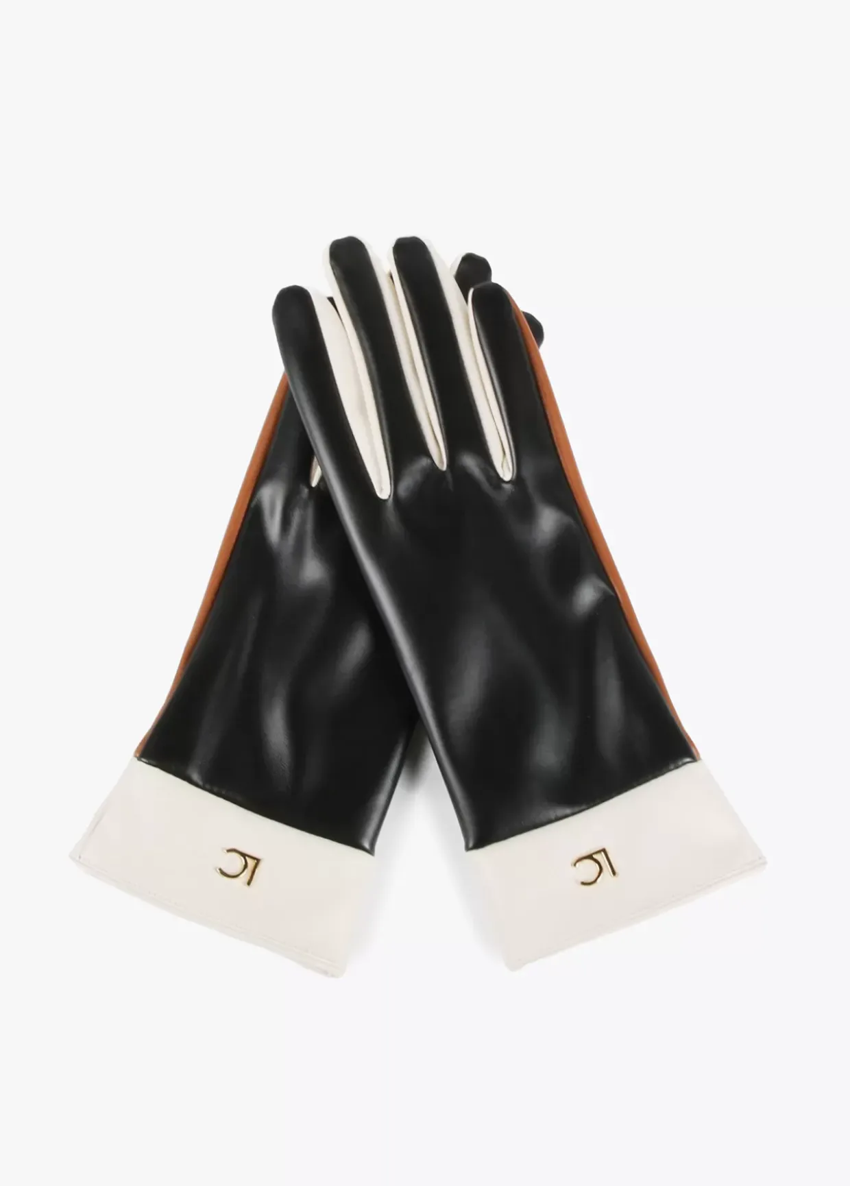 Guantes efecto piel tricolor