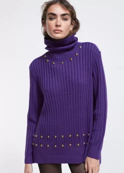 Jersey cuello alto con tachas