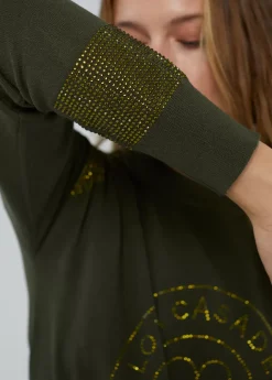 Jersey punto logo strass