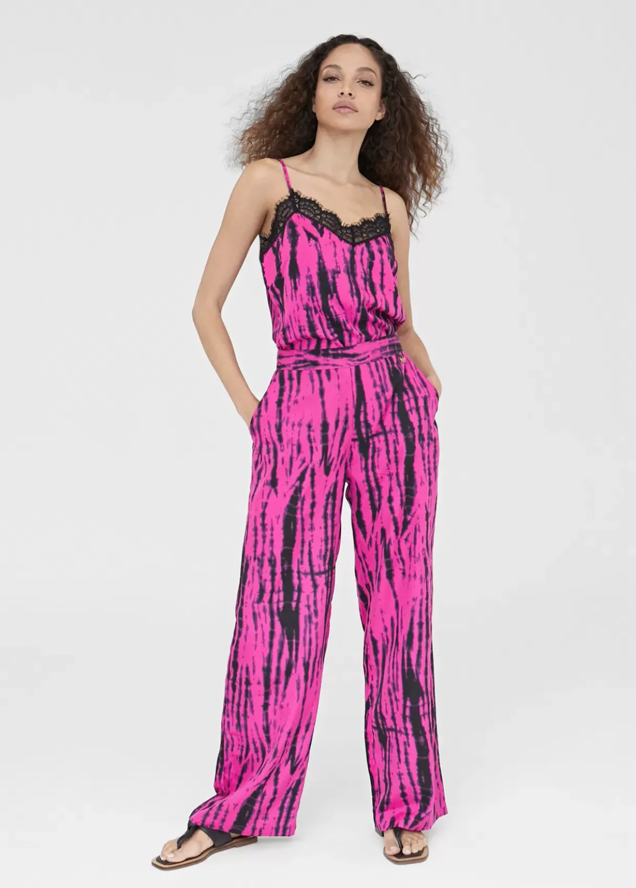 Pantalón ancho bicolor