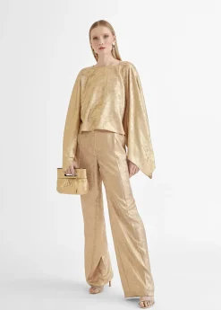 Pantalón recto dorado y tornasolado