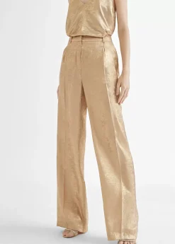 Pantalón recto dorado y tornasolado