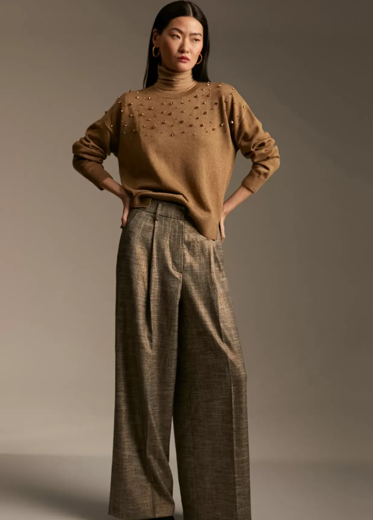 Pantalón wideleg cuadros