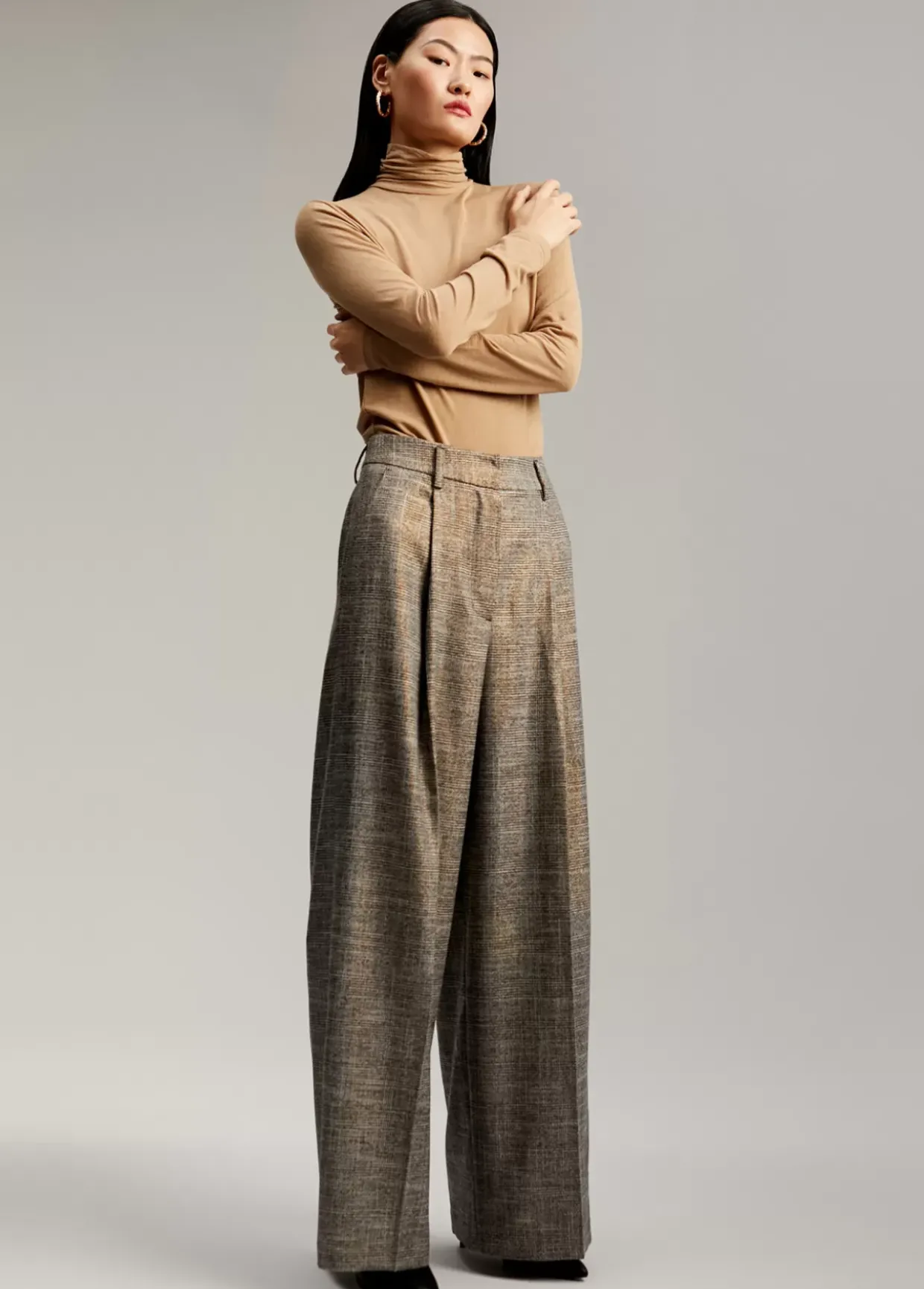 Pantalón wideleg cuadros