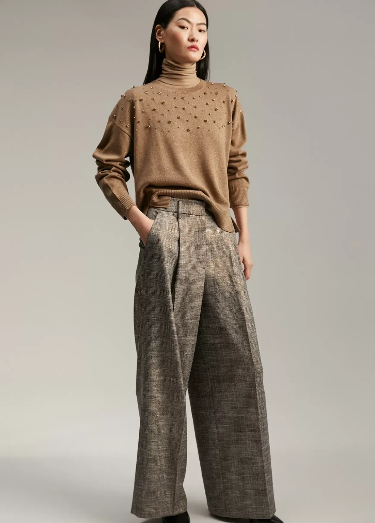 Pantalón wideleg cuadros