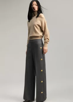 Pantalón wideleg detalle snaps