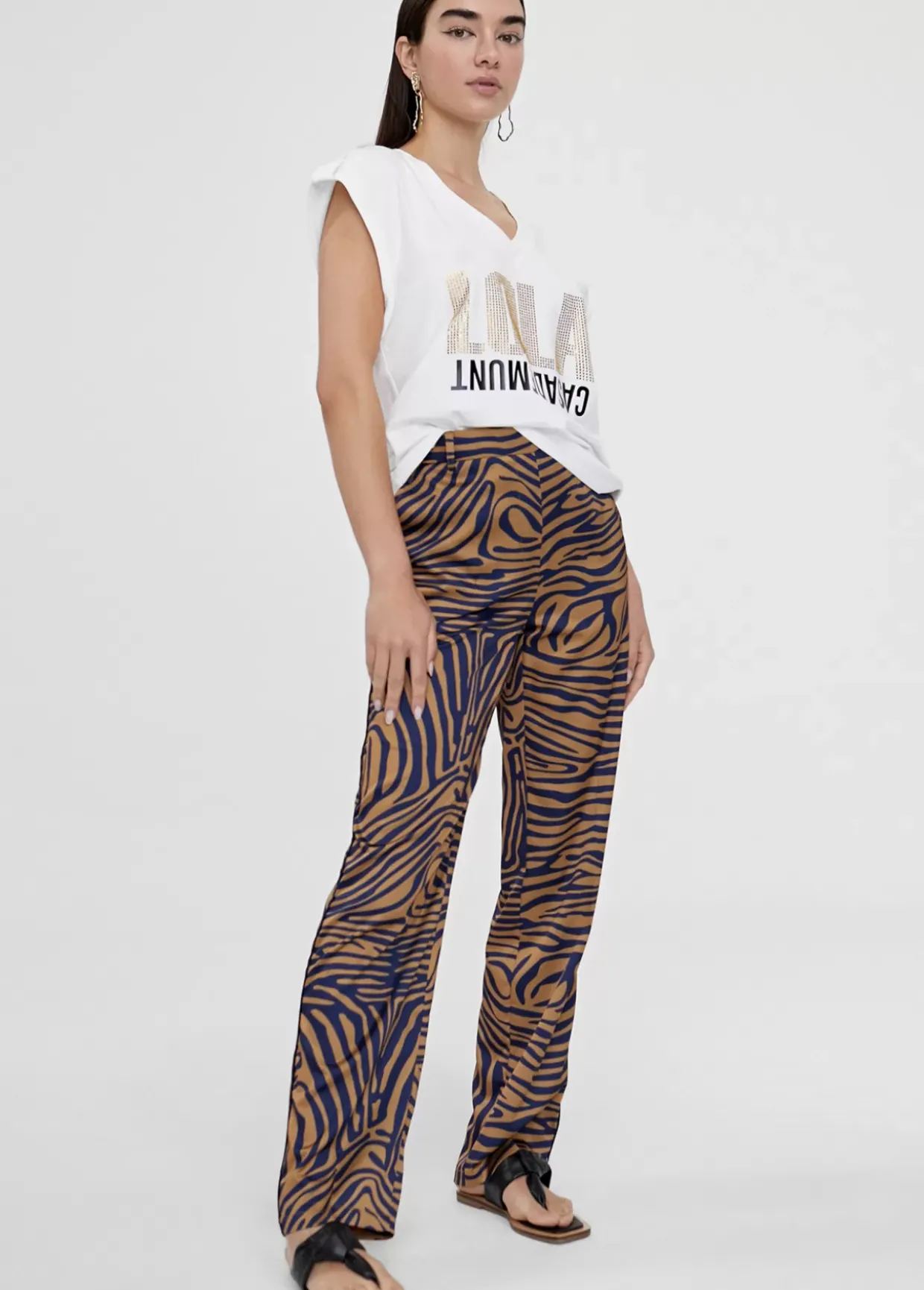 Pantalon recto estampado animal