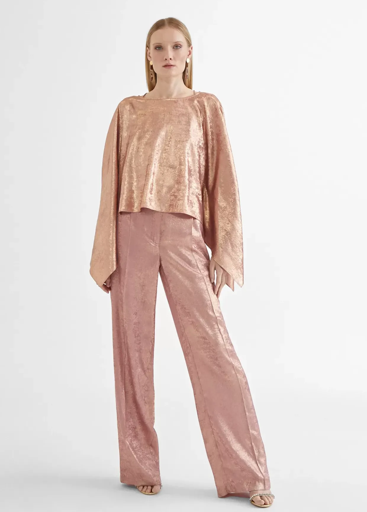 Pantalon recto rosa tornasolado