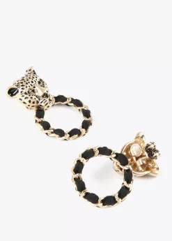 Pendientes cara leopardo y aro