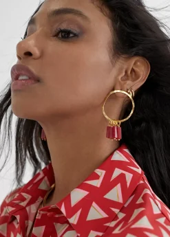 Pendientes de aro con piedras naturales