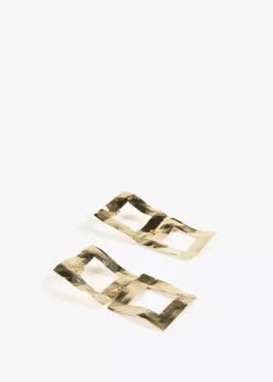 Pendientes dorados doble cuadrado