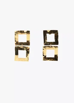 Pendientes dorados doble cuadrado