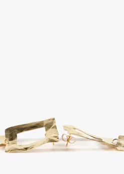 Pendientes dorados doble cuadrado