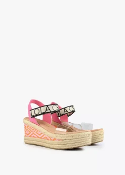 Sandalia cuña efecto rafia fantasía.