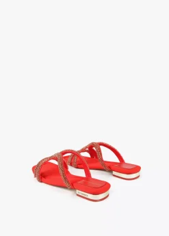 Sandalia plana con pedreria