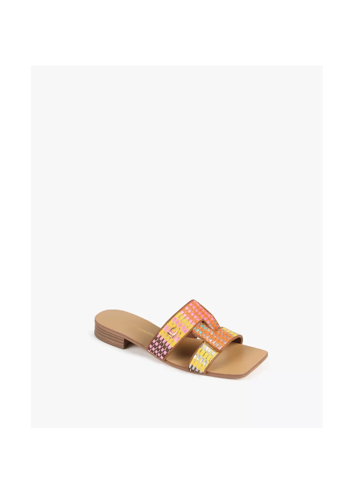 Sandalia plana efecto rafia multicolor