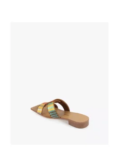 Sandalia plana efecto rafia multicolor