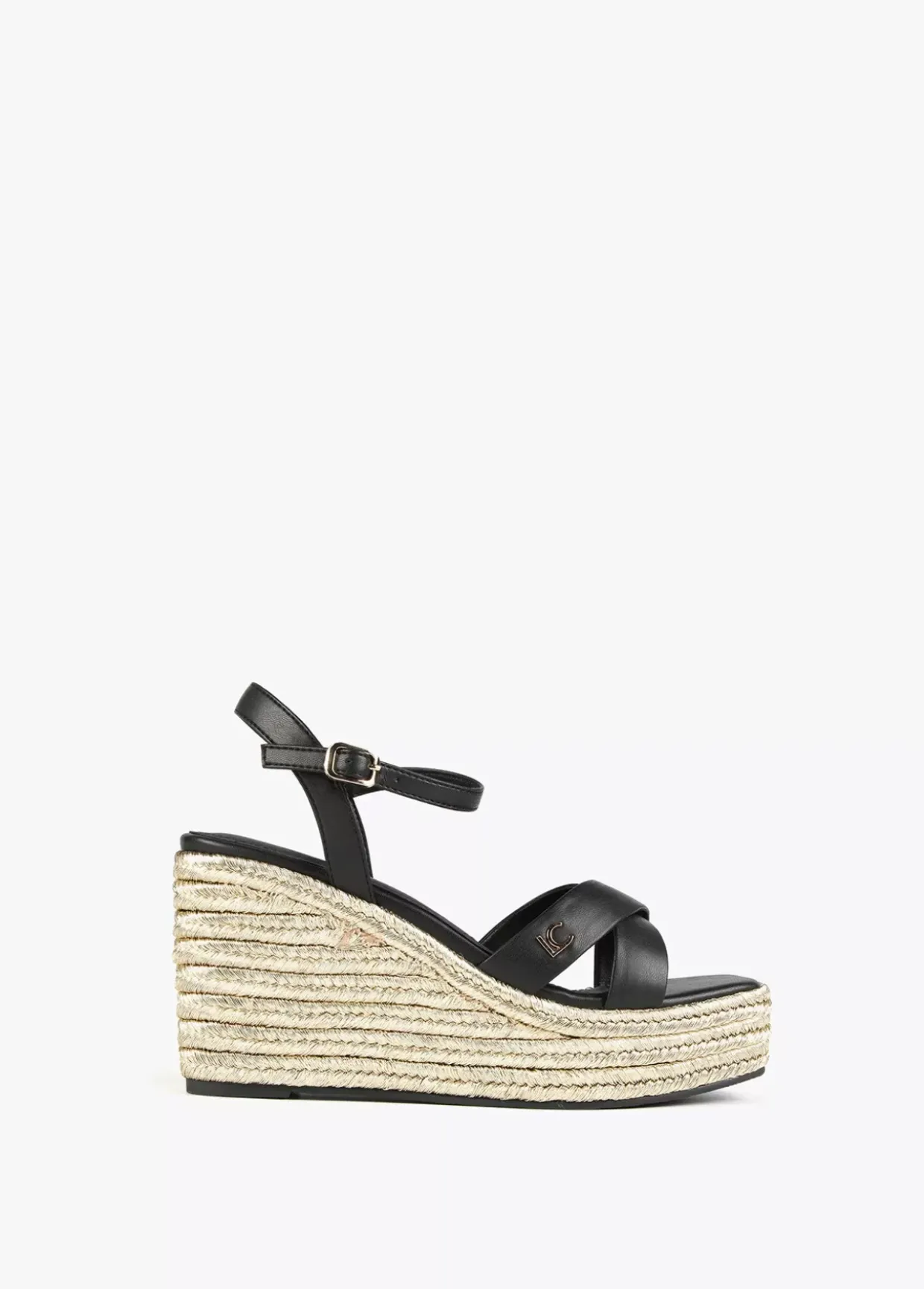 Sandalia tipo cuña metalizada