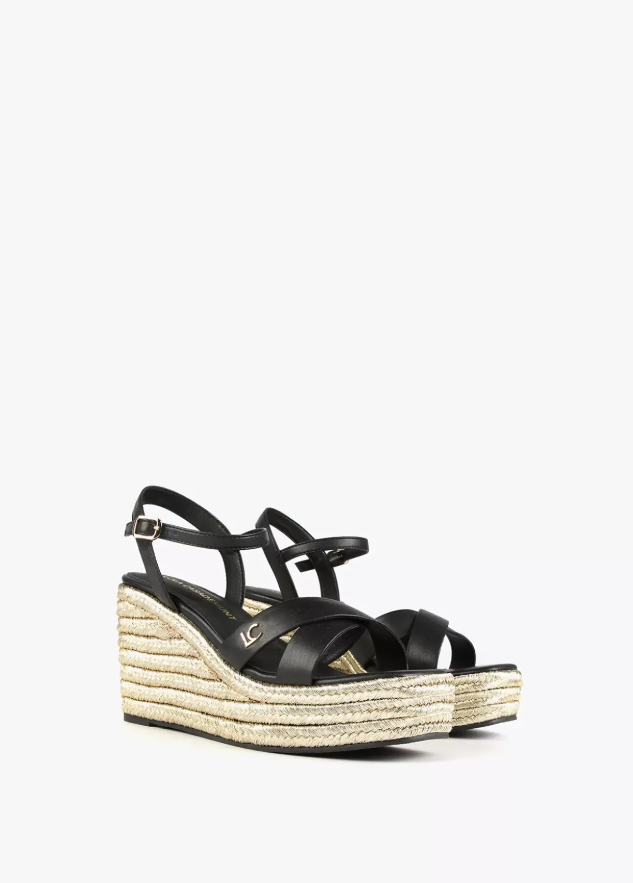 Sandalia tipo cuña metalizada