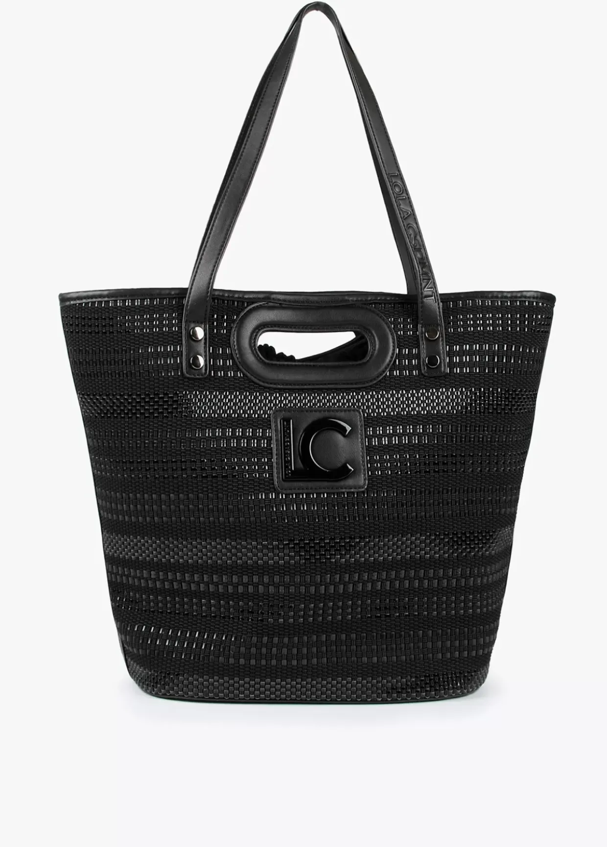 Shopper material trenzado negro