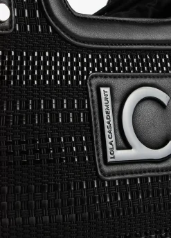 Shopper material trenzado negro