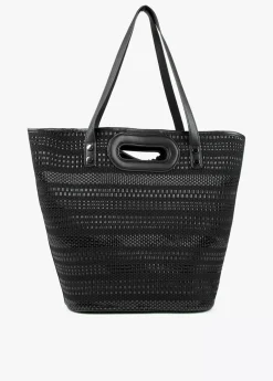 Shopper material trenzado negro