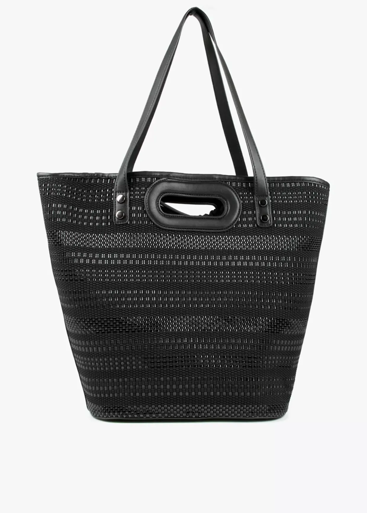 Shopper material trenzado negro