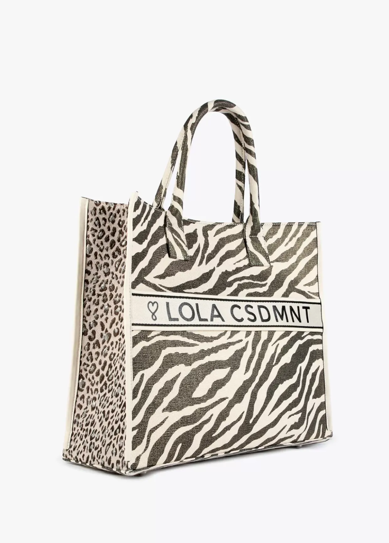 Shopper tejido combinado zebra y leopard