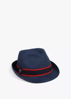 Sombrero de paja azul y cinta logotipada  - Lola Casademunt