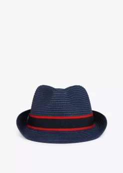 Sombrero de paja azul y cinta logotipada - Lola Casademunt