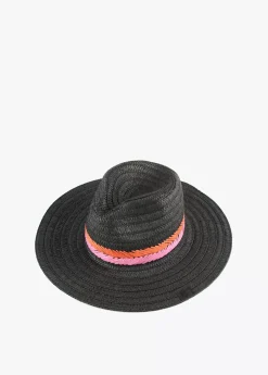 Sombrero efecto ráfia negro