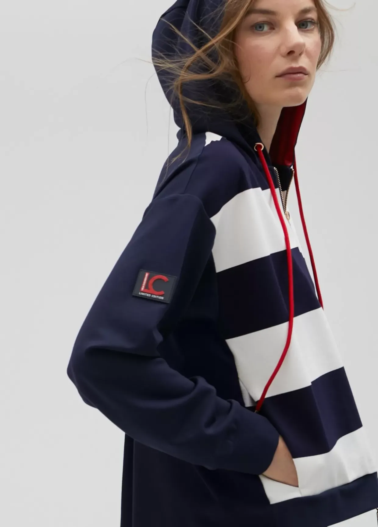 Sudadera rayas bicolor con cierre frontal - Lola Casademunt