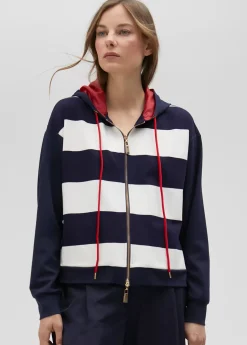 Sudadera rayas bicolor con cierre frontal - Lola Casademunt