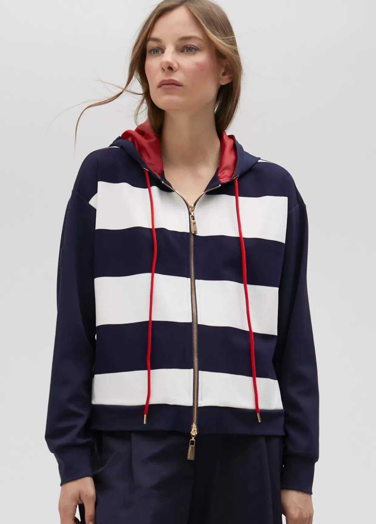 Sudadera rayas bicolor con cierre frontal - Lola Casademunt