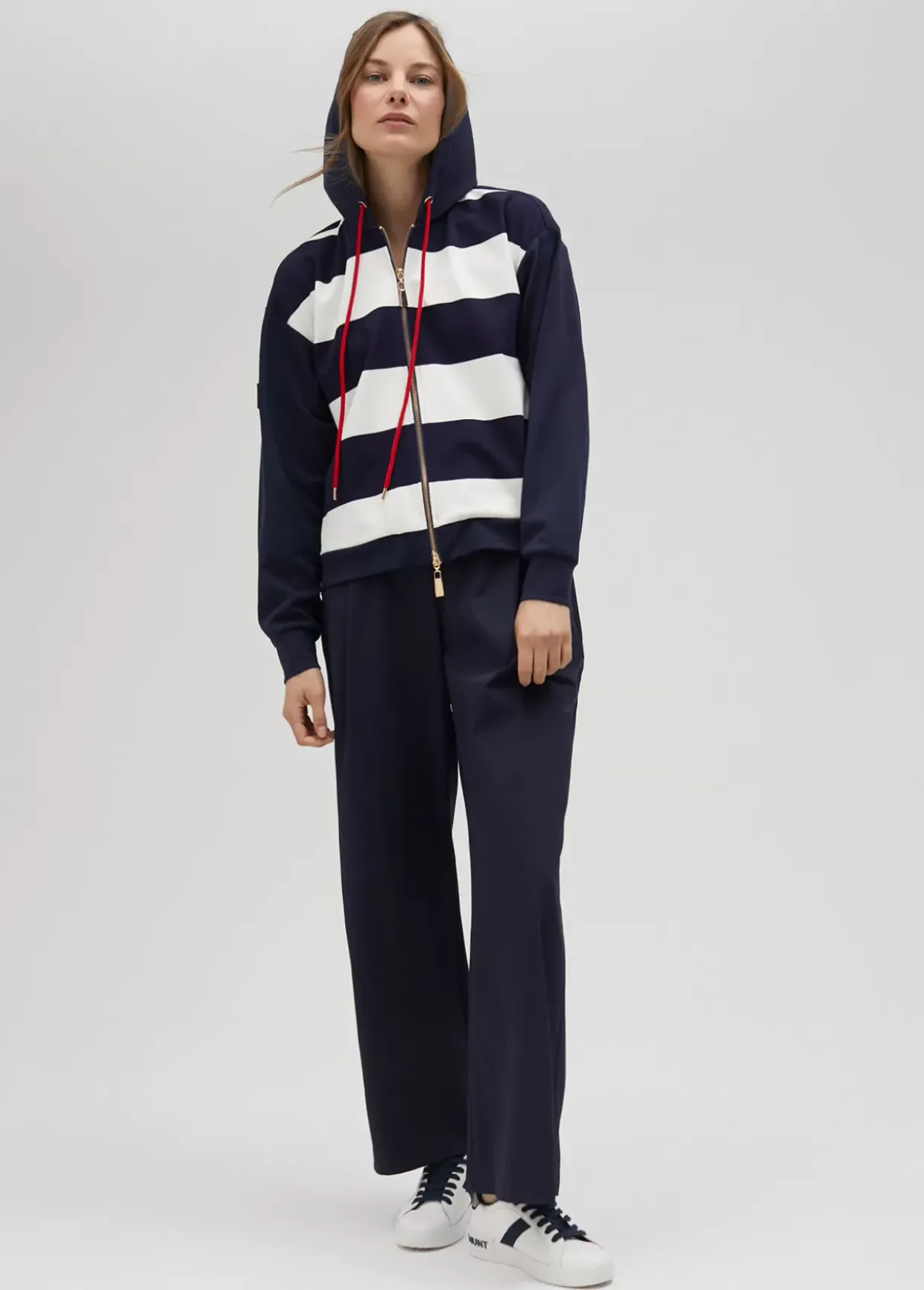 Sudadera rayas bicolor con cierre frontal - Lola Casademunt