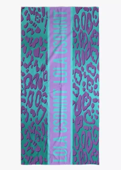 Toalla leopardo turquesa.