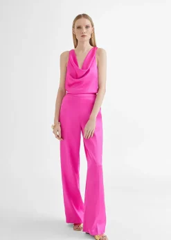 Top satinado con drapeado