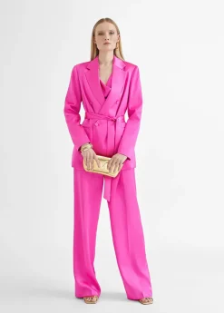 Top satinado con drapeado