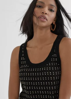 Top semi transparente negro