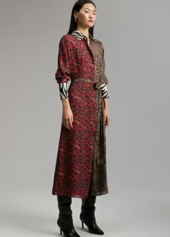 Vestido animal print combinado