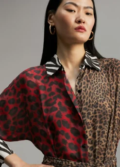 Vestido animal print combinado