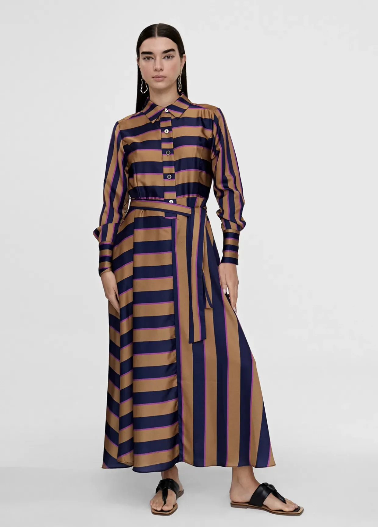 Vestido camisero de rayas