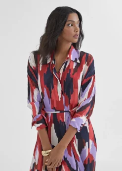 Vestido camisero largo y multicolor