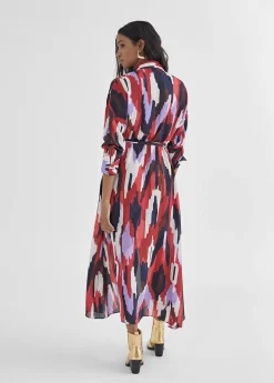 Vestido camisero largo y multicolor