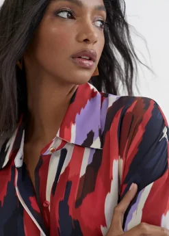 Vestido camisero largo y multicolor