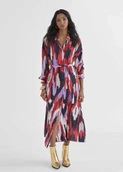 Vestido camisero largo y multicolor