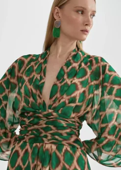 Vestido corto fluido estampado